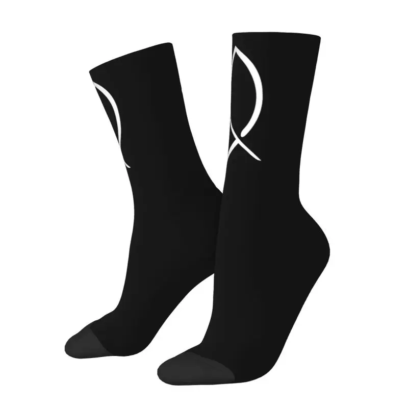 

Fashion Men's Jesus Fish Dress Socks Unisex Comfortable Warm 3D Print Christianity Crew Socks