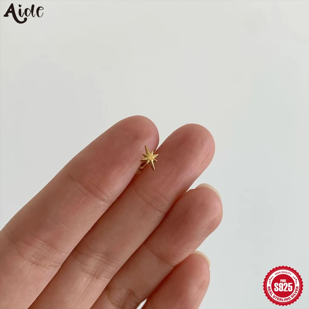 Aide S925 Sterling Silver Body Cartilage Studs Minimalist Piercing Earrings For Women Perfect Birthday & Everyday Gift for Her