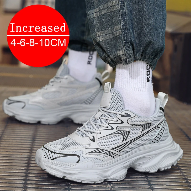 

Men's Thick Sole Heightening Mesh Breathable Shoes Sports Running Casual Comfortable Running Shoes Lightweight Anti-Slip 37-44