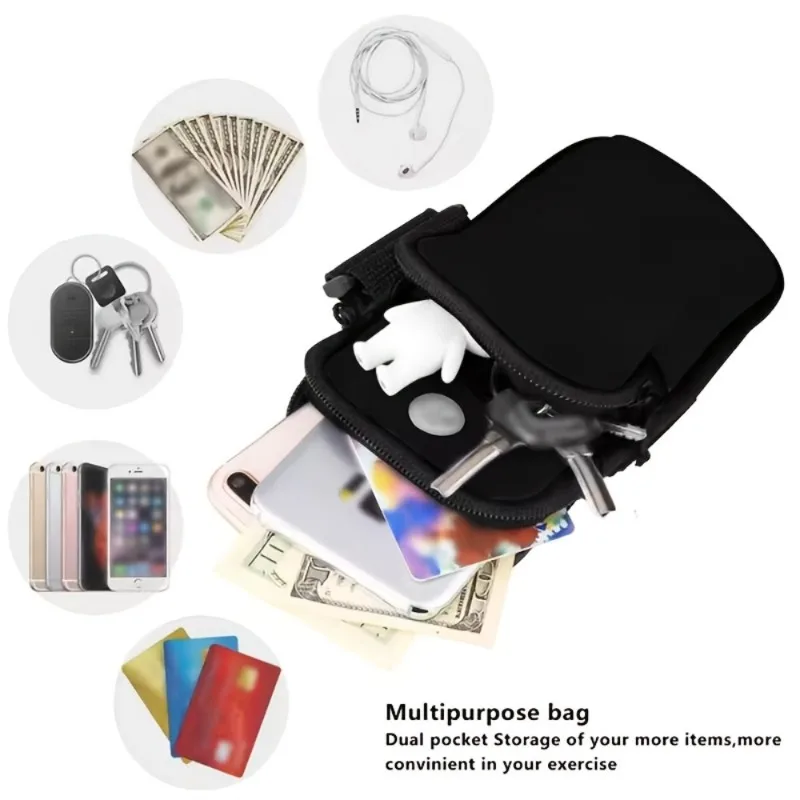 1 bolsa de braço para ciclismo ao ar livre, bolsa de armazenamento portátil para fitness, bolsa para telefone esportiva, adequada para fitness, corrida e caminhadas.