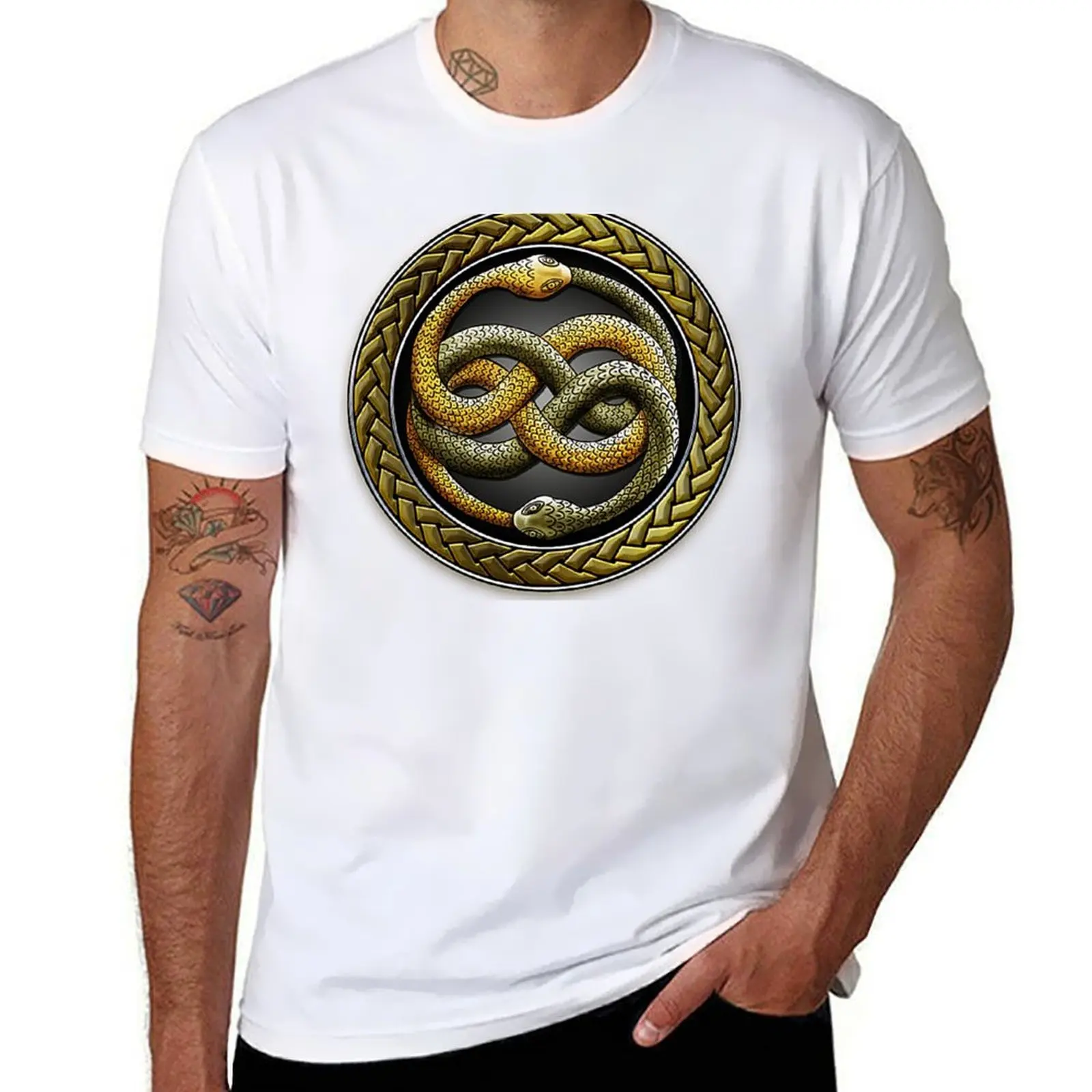 

Never Ending Story Book Ouroboros Snake symbol Roundel T-Shirt Stain Resistant Casual Tee