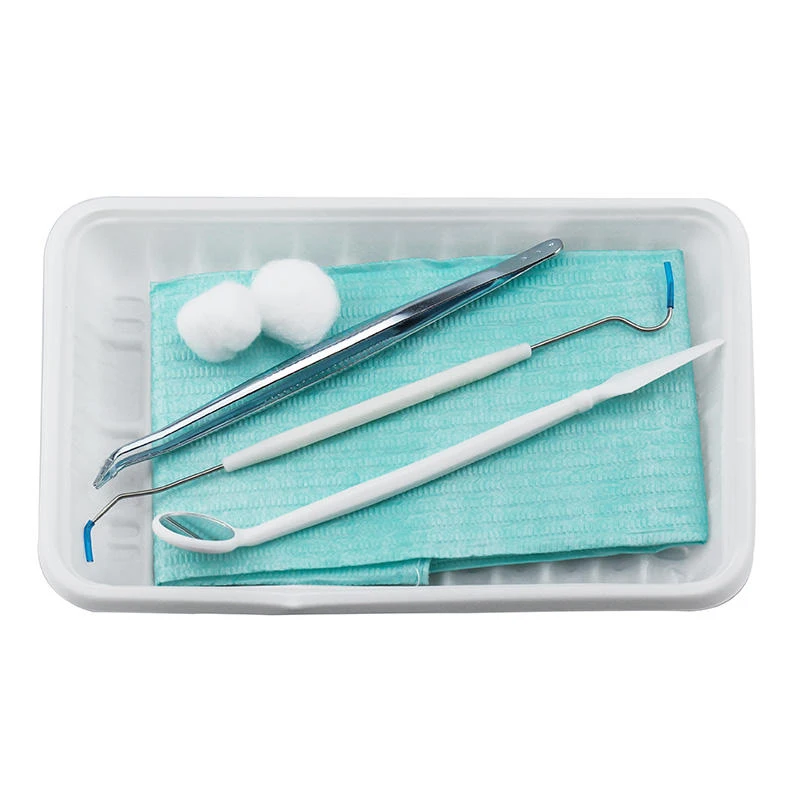 TJDent Disposable Dental Oral Instrument Box with Probe Tweezer Mouth Mirror Cotton Ball Scarf Dentistry Hygiene Care Tools view 5