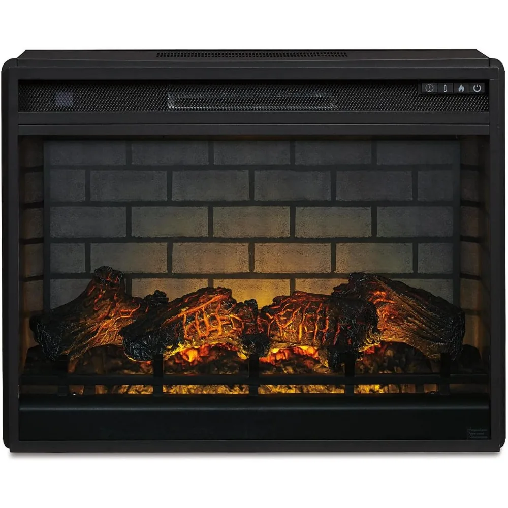 Signature Design by Ashley 30 Electric Fireplace Insert with LED, Remote Control, 7 Temperature and 5 Brightness Settings, Black