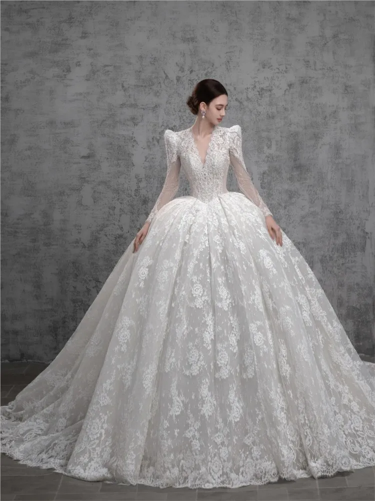 New Wedding Veil Sense Main Yarn Heavy Industry Trailing Lace Dress