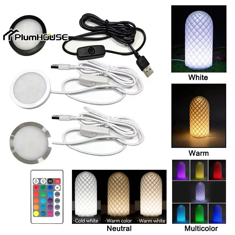 

1Set Ultra Slim 8mm Dimmable USB 5V RGB Spotlight Downlight 3W Surface Mount Gobo Remote Control LED Simple Wine Cooler Light