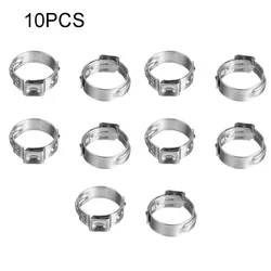 10pcs Stainless Steel Ear Clip Clamp 7-14mm Ring Crimp Fittings Single Ear Clamp Hose Clamps Hardware Hand Tool