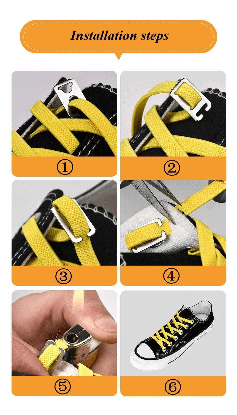 1 Paar Schnürsenkel ohne Binden, flach, elastisch, mit Metallclips, zum einfachen Anbringen, als Ersatz für Schnürsenkel für Erwachsene, Kinder, Sneaker und Freizeitschuhe. – Detail 7