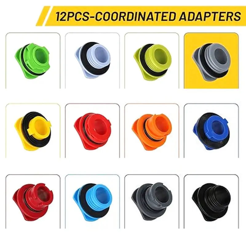 A99F-Oil Change Funnel With No Spill Design 1.59 QT, Leak Proof Engine Oil Funnel Kit Including 12 Color Coded Adapters