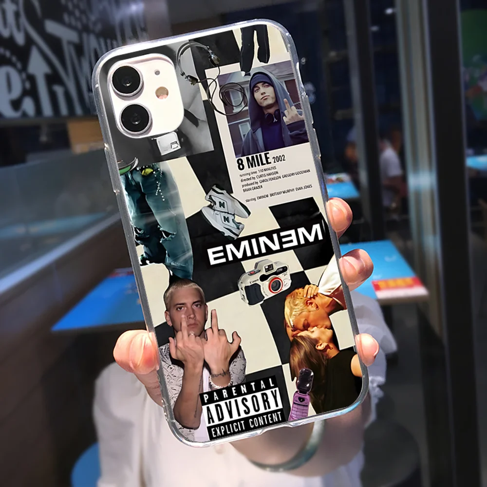 Singer Eminem Phone Case For Iphone 15 11 13 14 Pro Max 7 8 Plus X Xr Xs Max Se2020 12mini Transparent Cover