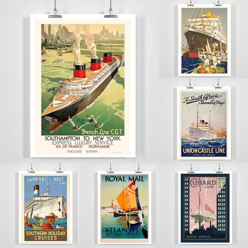 Cunard Line Titanic Express Luxury Holiday Cruises Vintage Travel Ship Poster Canvas Painting Wall Art Pictures Home Room Decor