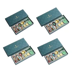 Sealing Wax Stamp Kit Stamp/Stamp Heads/Wax Beads Wax Sealing Stamp Kit Detachable Handle/Spoon/Round Wax for Gift Wrapping