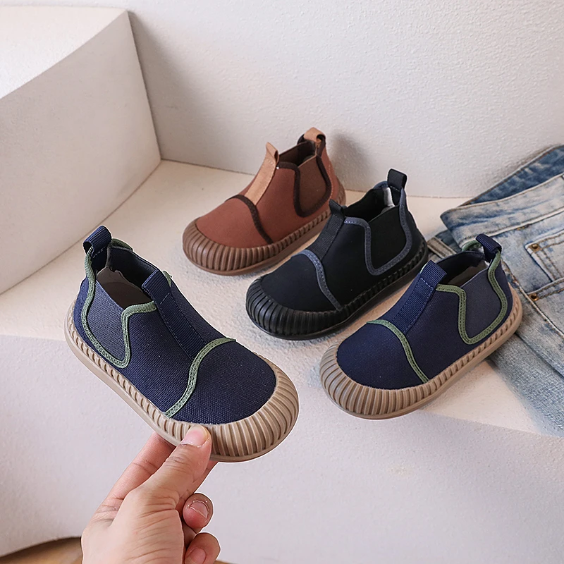 Children High-top Canvas Shoes Baby Soft Bottom Cute Biscuit Shoes Spring & Autumn Boys Girls School Canvas