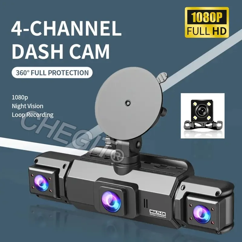 

360° Car DVR 3/4Camera Dash Cam Wiith For Car Camera 1080P Video Recorder Optional Rear View Camera Night Vision Car accessorie