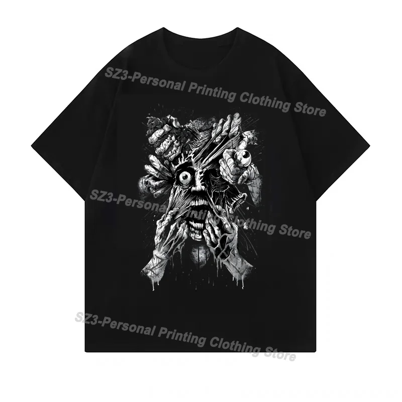 Gothic Styl Thrilling Painfully Torn Print T-shirt Y2k Harajuku Punk Rock Unisex Men's / Women's Casual Street Short Sleeve Tees