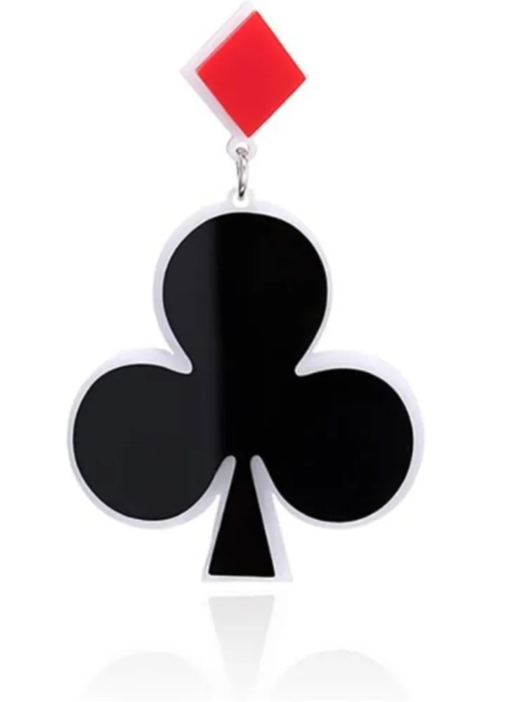PESENAR Poker wzór spadek kolczyki Fashion Party prezent urok czerwone serce pik śliwkowy Poker Clown kolczyki biżuteria