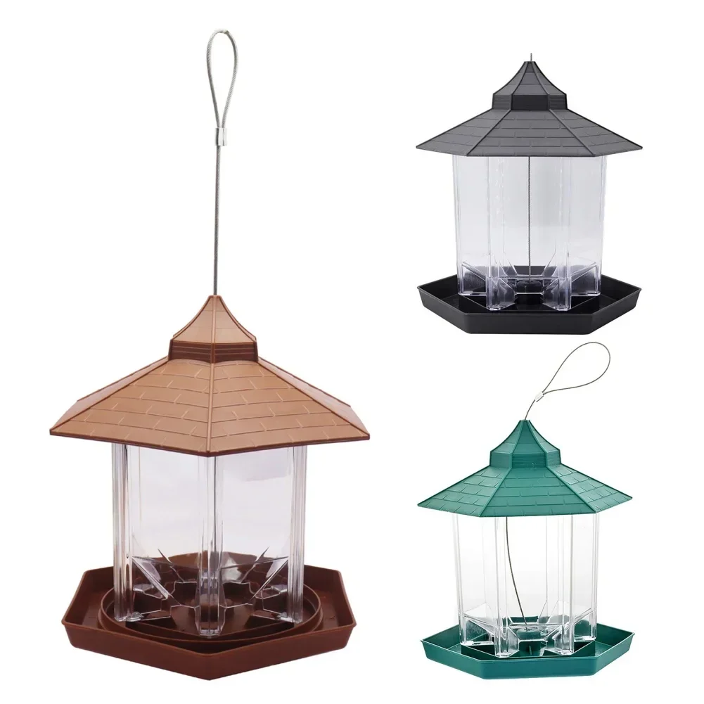 

Hanging Wild Bird Feeder Waterproof Gazebo Outdoor Container With Hang Rope Feeding House Type Bird Feeder Aves Decor Supplies