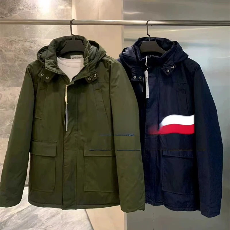 

Men's Winter Warm Cotton Jaet Outdoor Medium-Length Large ket Workwear Parka Casual Cleanfit Sle Long Sve Hooded