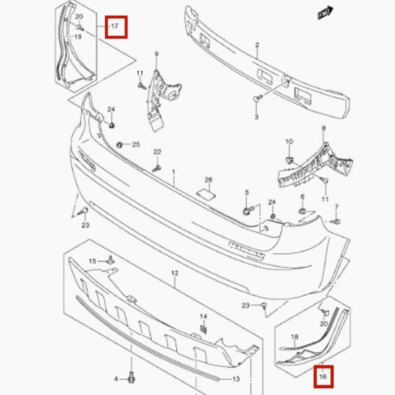 Rear Bumper Side Extension For Suzuki SX4 5 DR 2007-2012 71870-80J00-5PK 71880-80J00-5PK