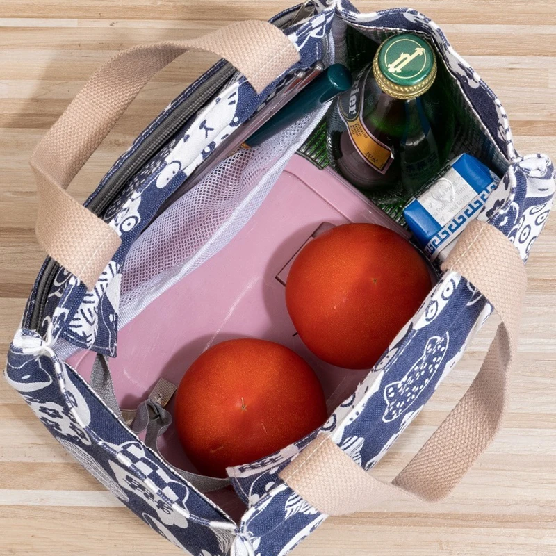 Thick Aluminum Foil Lunch Insulation Bag – Portable Office Lunch Tote with Canvas Handle & Japanese Design