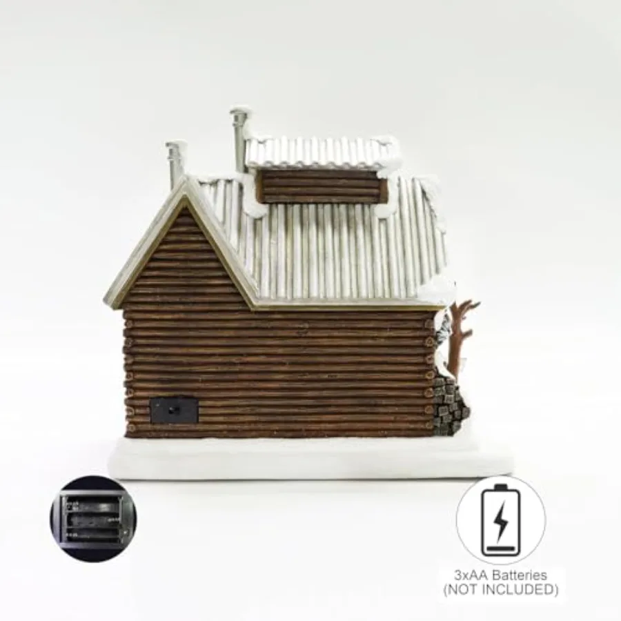 Light Up Sugar Shack Christmas Village House Hand-Painted Polyresin Cabin Scene with Horse and Dog Winter Holiday Décor Battery view 5