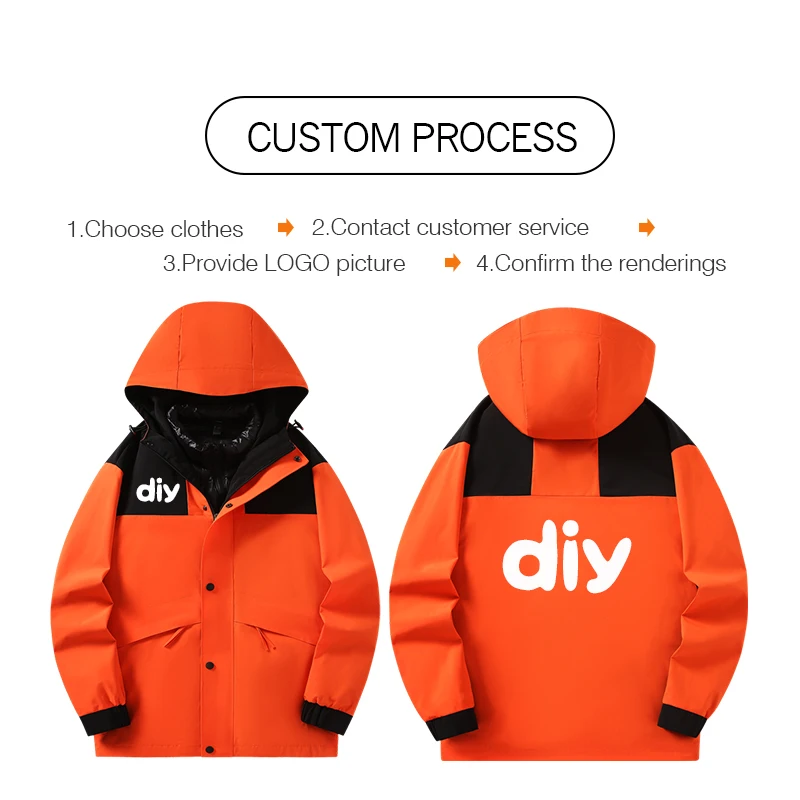 Custom Ski Jacket Warm Men Down Jacket print logo Removable Jacket Thicken Outdoor waterproof jacket Winter Down Coats