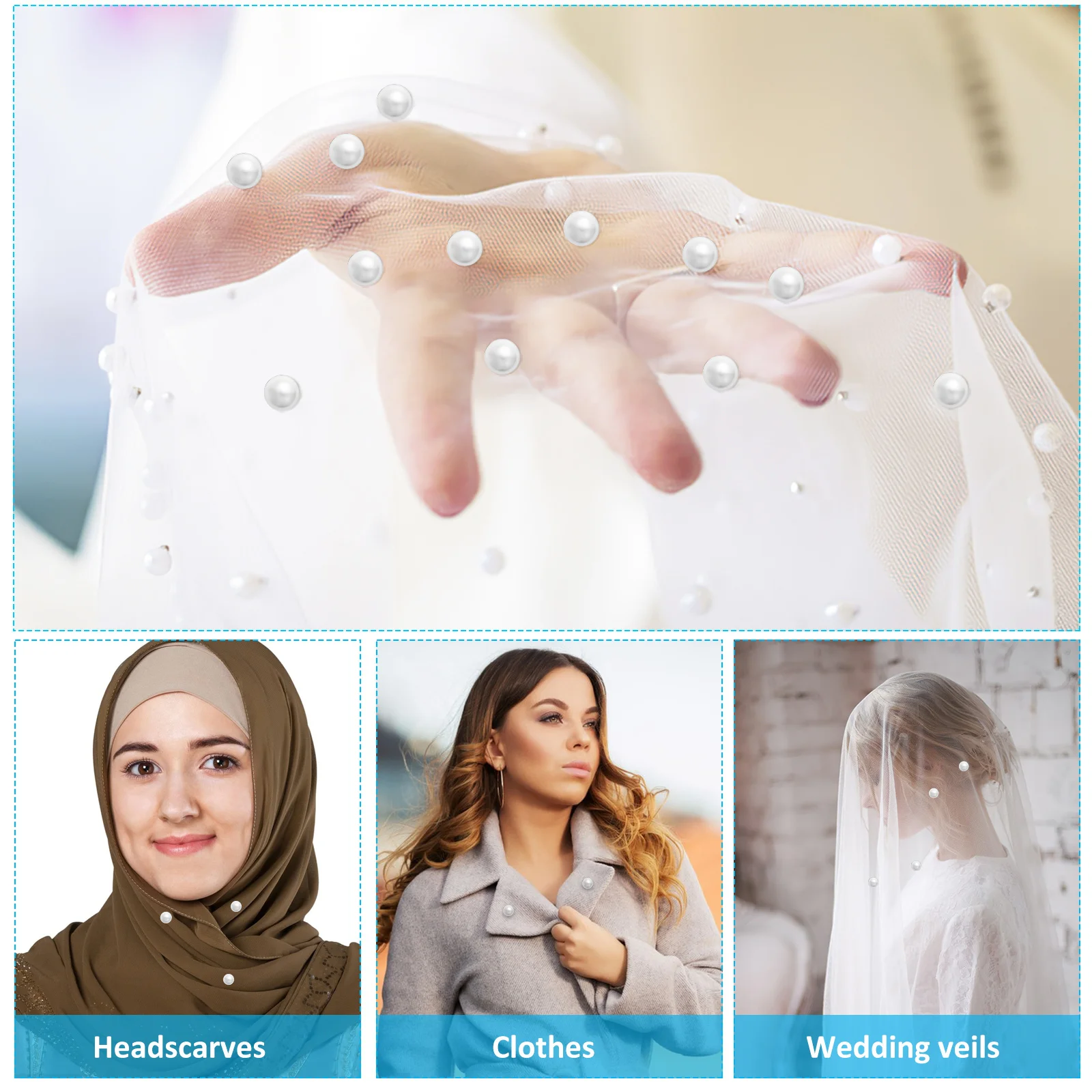 

10Pairs Magnetic Pearl Veil Weights Double Sided Wedding Dress Weights Hijab Magnets Magnetic Pins for Scarves