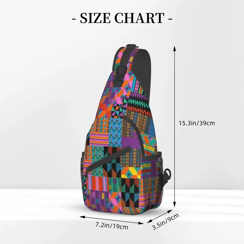 Bolso de pecho cruzado con patrón de arte geométrico Tribal africano para hombres, mochila de hombro informal para viajes, ciclismo, Ankara Kente