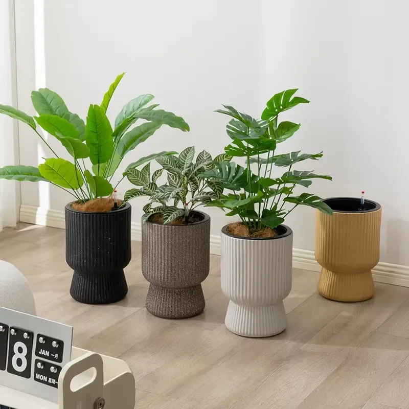for Large Plastic Cylinder Plant Pot Tall Floor Planters for Home Hotel Outdoor Decoration Flower
