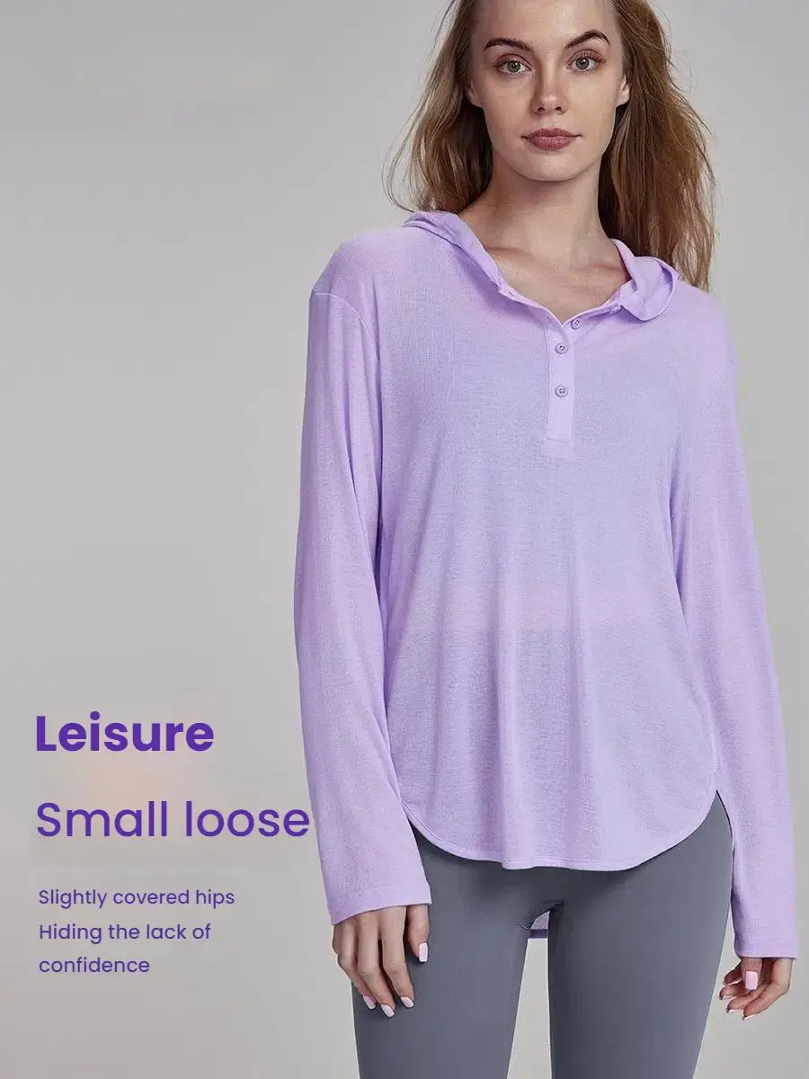 

Women's Loose Long Sleeve Yoga Top Hoodie Breathable Athletic Cover Up Shirt for Gym Outdoor Sports T-shirt Casual Wear