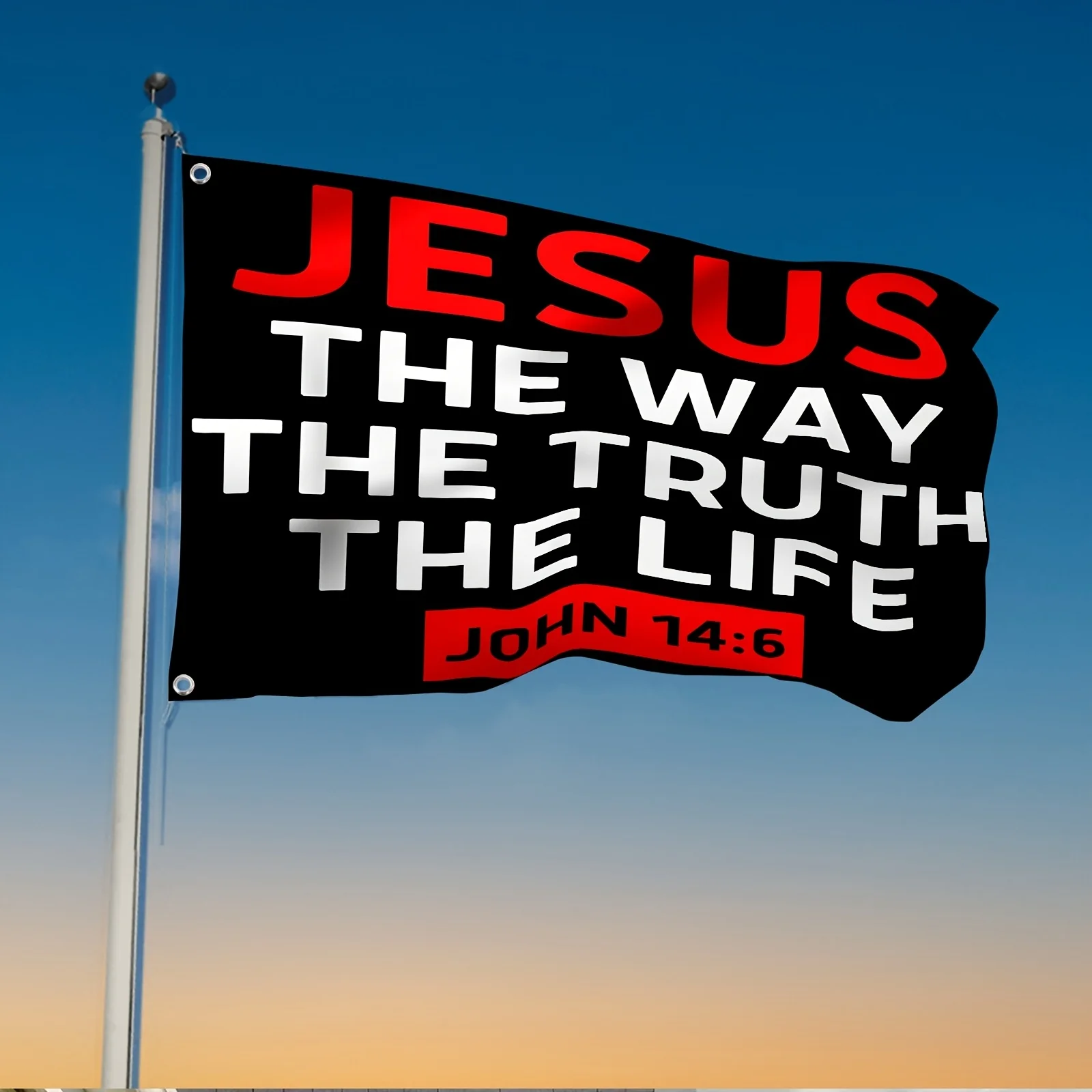 Jesus The Way The Truth The Life John 14:6 Christian Polyester Flag Durable Indoor Outdoor Banner