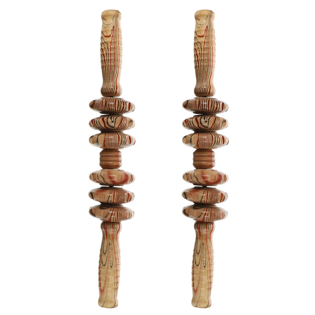 

2Pcs Six-Wheel Massage Roller Wooden Body Massager for Back and Belly Relief of Muscle Fatigue Abdominal Rolling Tool