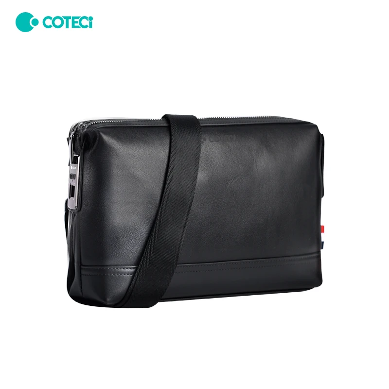 COTECi Top layer cowhide combination lock fingerprint lock anti-theft business large capacity hand bag shoulder messenger bag