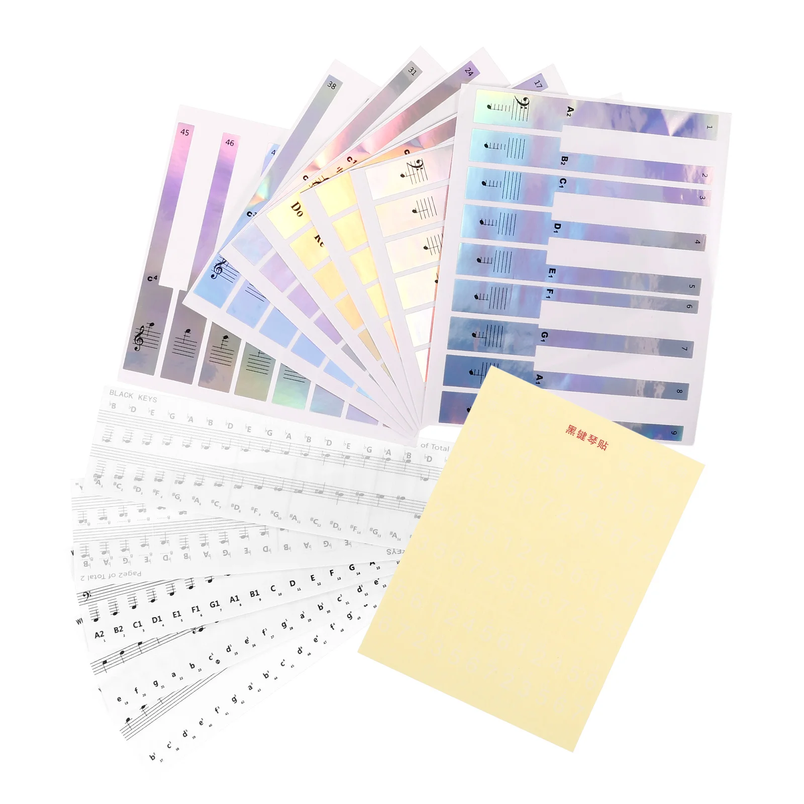

2 set Keyboard Stickers Piano for Beginners Transparent Music Notes Labels Keys PVC Adhesive Piano Keyboard for Kids