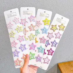 10PCS New Fashion Girls Colorful Star Waterdrop Shape Cute Hairpins Kids Sweet Hair Ornament Clip Barrettes Hair Accessories