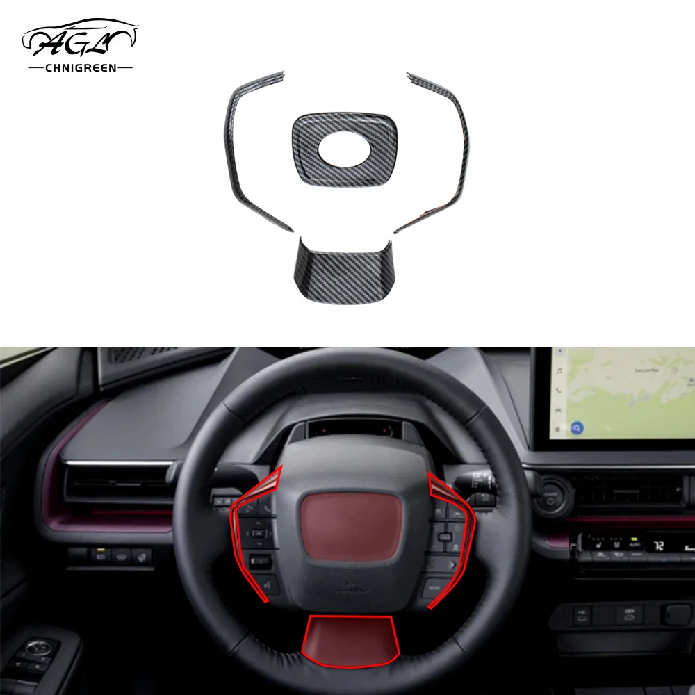 ABS Carbon Fiber Color Steering Wheel Decorative Trim Cover Interior for Toyota Prius 2023 2024