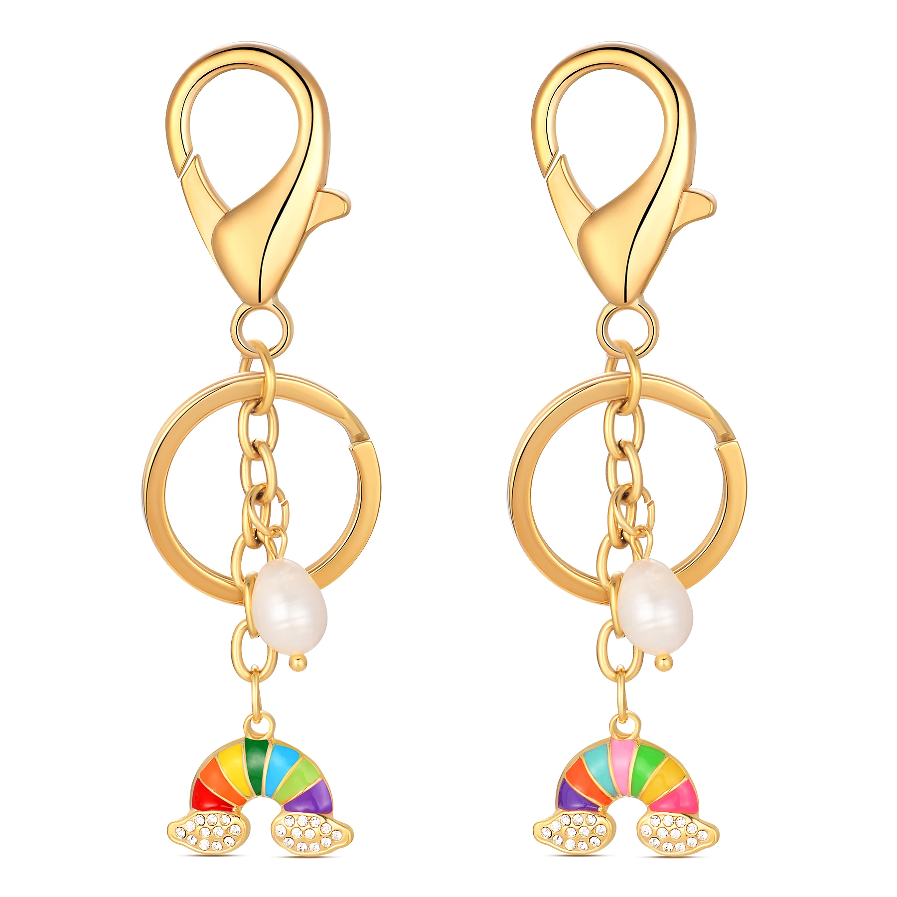 

1PC Cute Sweet Rainbow Enamel Pendant Keychain Stainless Steel Keyring For Women Girl Handbag/Cars Accessory Jewelry Gifts