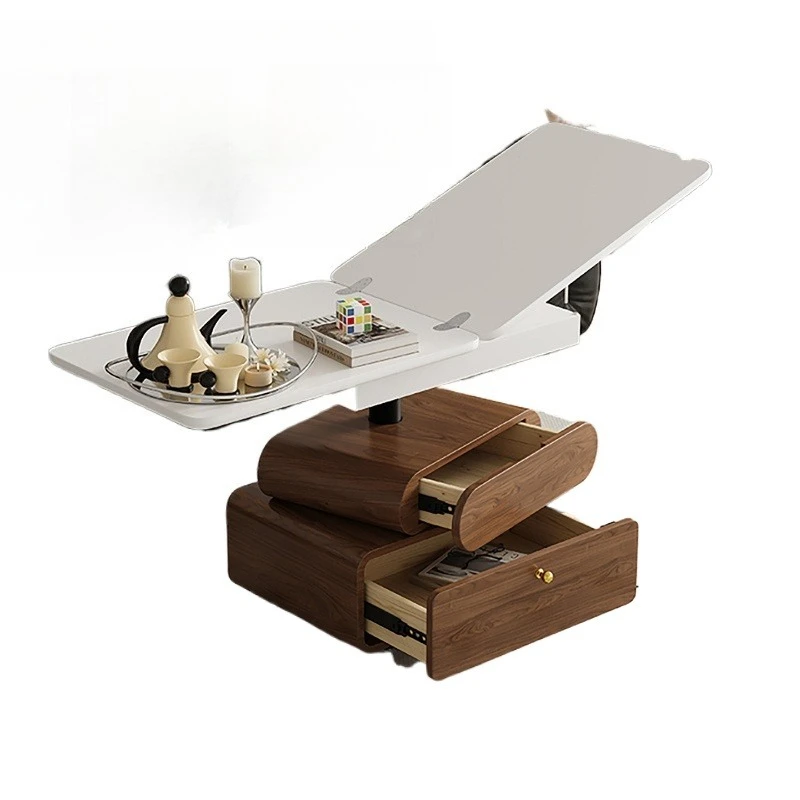 

Spinner wheel movable coffee table foldable and liftable living room home sofa side table can be stored