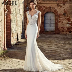 ANGEL Boho V-Neck Wedding Dress Mermaid Women 2025 Customized Sleeveless Bride Gown Lace Appliques Illusion Vestidos De Noiva