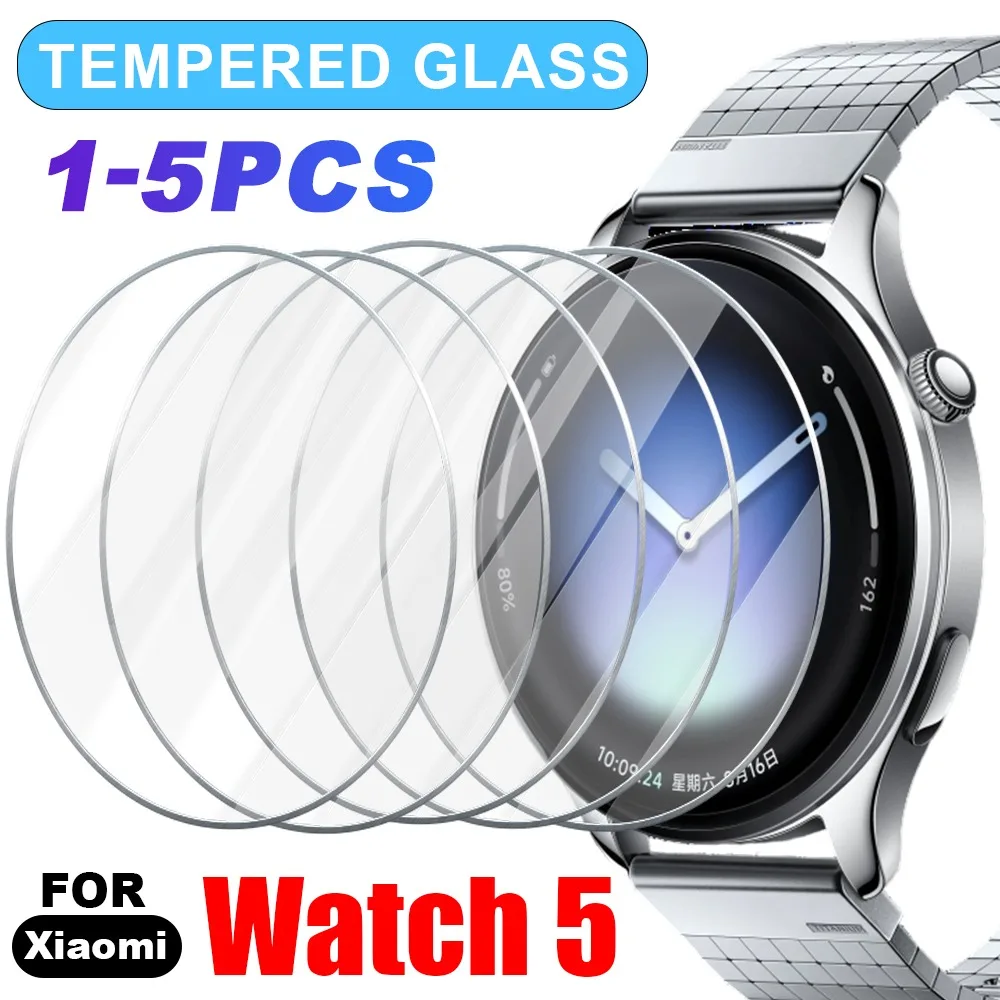 

1-5 шт. закаленное стекло для Xiaomi Watch 5, прозрачные защитные пленки HD с защитой от царапин, защитные пленки премиум-класса, полная защита