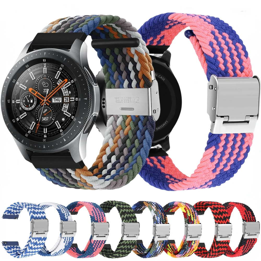 

20mm 22mm Nylon Strap For Samsung Galaxy Watch 46mm/3 45mm/4/5/Active 2 Adjustable Bracelet Huawei Watch 3/GT 2/Amazfit GTR 47mm