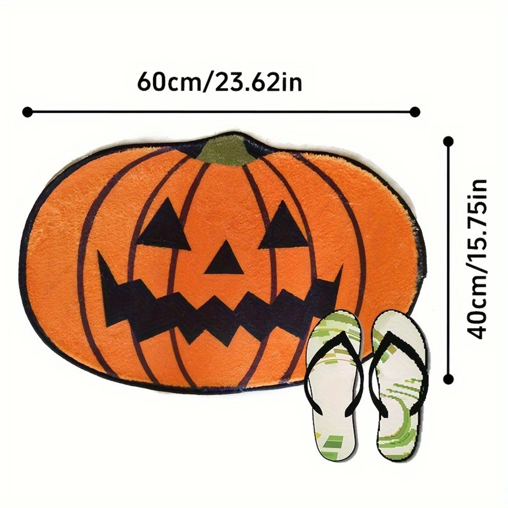 1x Fall Pumpkin Rugs Imitation Cashmere Halloween Rug Halloween Decorations With Plastic Anti-slip Particles