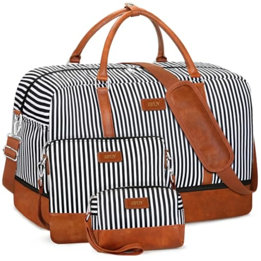 

Weekender Bags for Women, 21" Weekender Travel Bag, Travel Duffle Bag with Shoe Compartment Carry on Overnight Duffel Bag for W