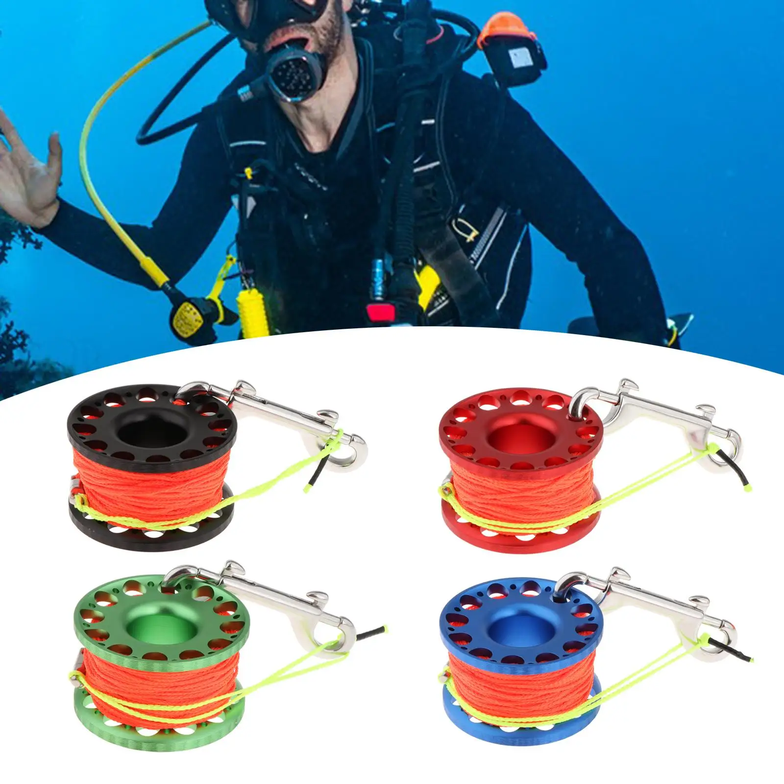 Carrete de buceo de aluminio para actividades subacuáticas Snorkel Buceo