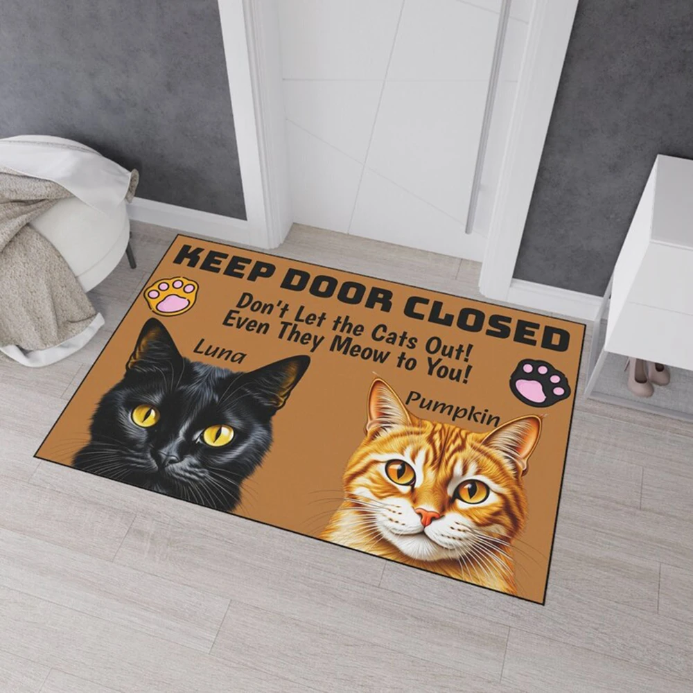 

Funny Cute Cat Welcome Mat Custom Cat Name Doormat Cat Entrance Front Door Mat Cat Mom Dad Housewarming Gift Non Slip Washable