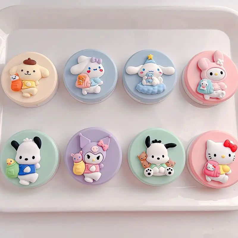 Sanrio Hello Kitty Kurome-caja de almacenamiento de lentes de contacto esmerilada de alto valor, dibujos animados tridimensionales, portátil, transparente, regalo, nuevo