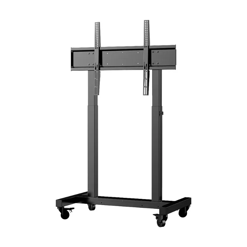 2026 Customizable Modern Dual Motor Electric Floor TV Stand Mobile Height Adjustable Lockable Casters Portable Motorized TV Lift