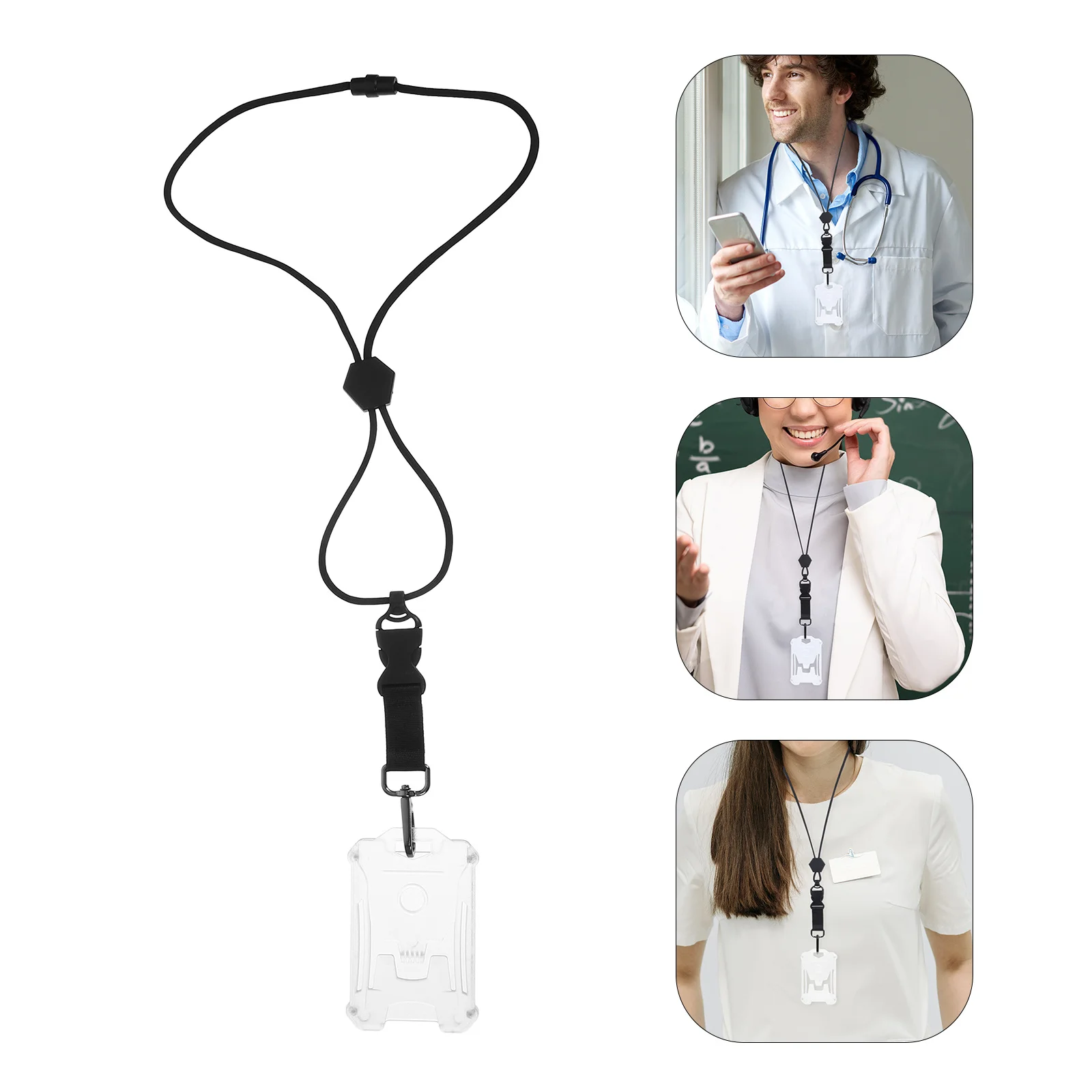 

Card Holder Name Badge Id Holder Card Sleeve with Lanyard Clear Protective Cover for Employee Badge Game Business Cards