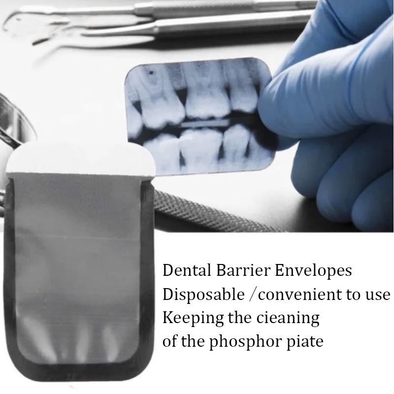 100Pcs Dental X Ray Film Barrier Envelopes Digital Phosphor Plate Protective Pouch Cover Bag Disposable Size #0 #1 #2