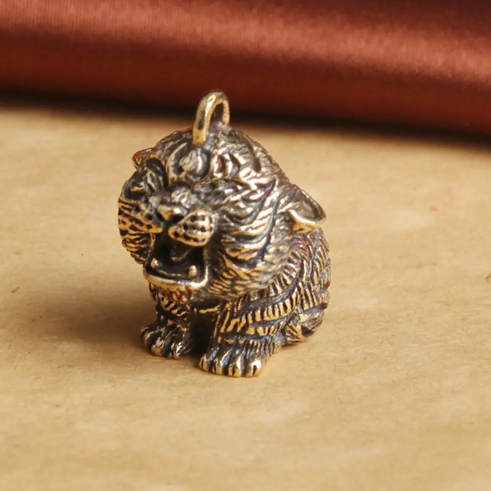

2pcs Retro Tiger Brass Decor Lightweight Stylish Jewelry Parts Key Rings Pendants Key Rings Decor DIY Accessories