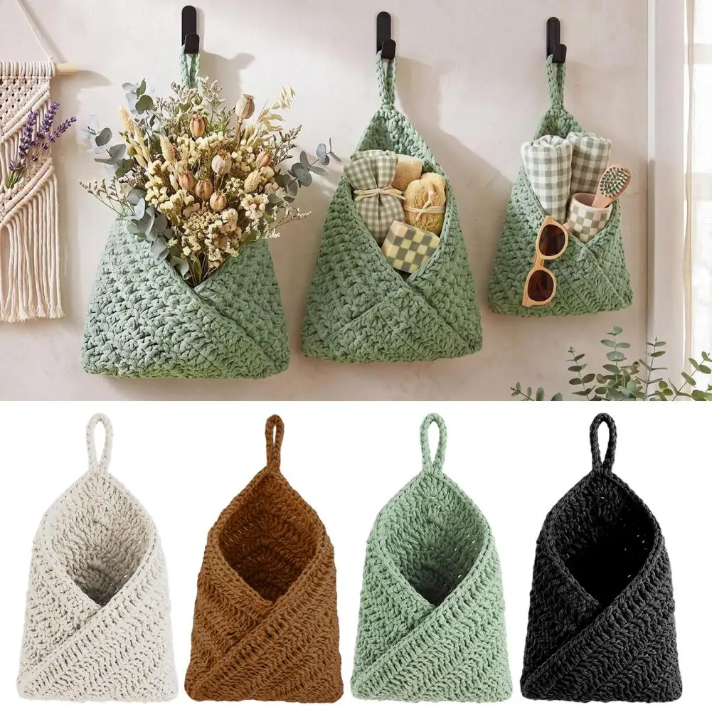 3-piece Set Hand Woven Water Droplet Mesh Bag Hand Woven Cotton Rope Hook Woven Fruit Storage Bag Multi-functional Storage Bag